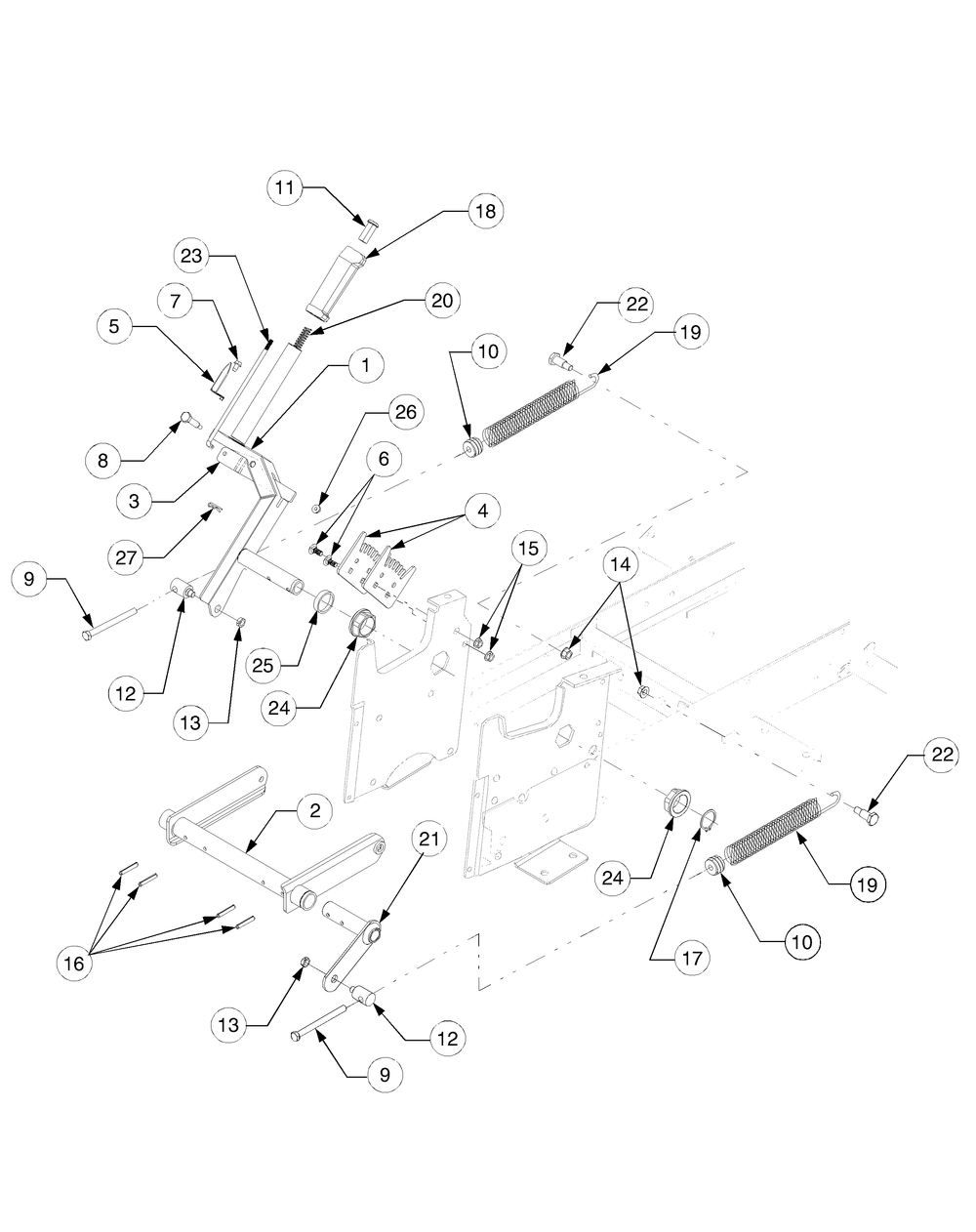 Implement Lift Handle Mfg Date K016 And Before Diagram and Parts List for GT2550 K015-K018-14A2E7P710 Cub Cadet Lawn Tractor